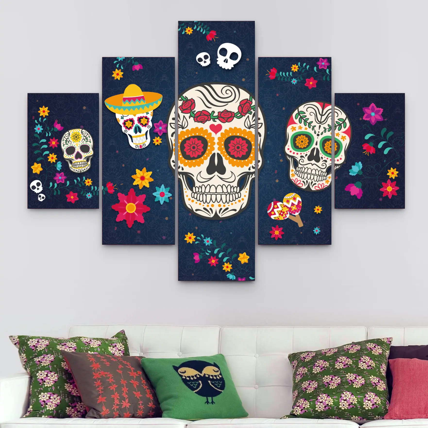 Calaveras Mexicanas (110 cm x 70 cm) – Cuadros Decorativos