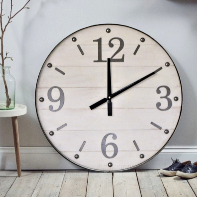 Reloj de pared vintage cuadrado 35x35cm blanco